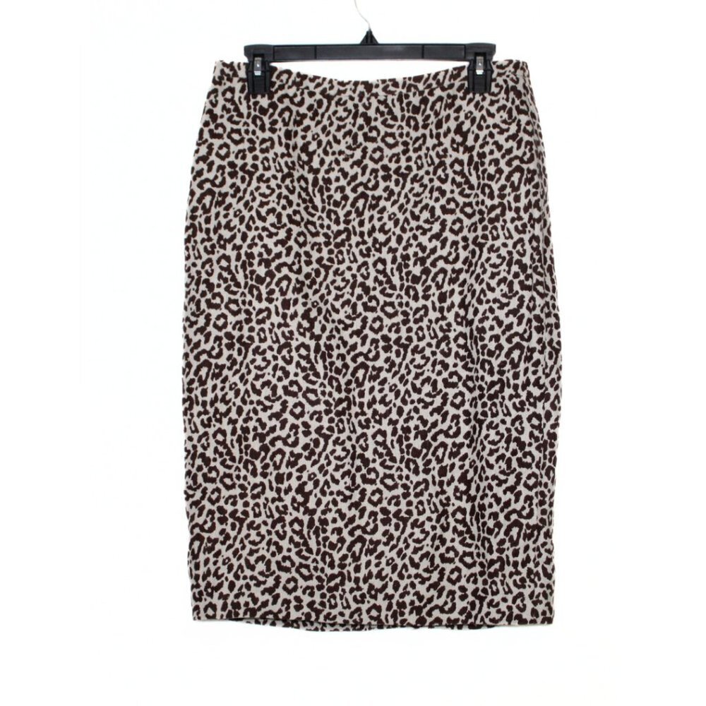 J.Crew womens pencil skirt size 6 animal print knee length linen blend career - Picture 2 of 10